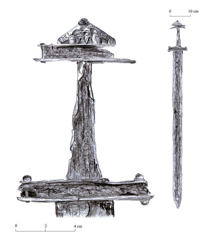 Kuva 2. Piirros haudan A5 miekasta. Piirros: Mikko Moilanen.