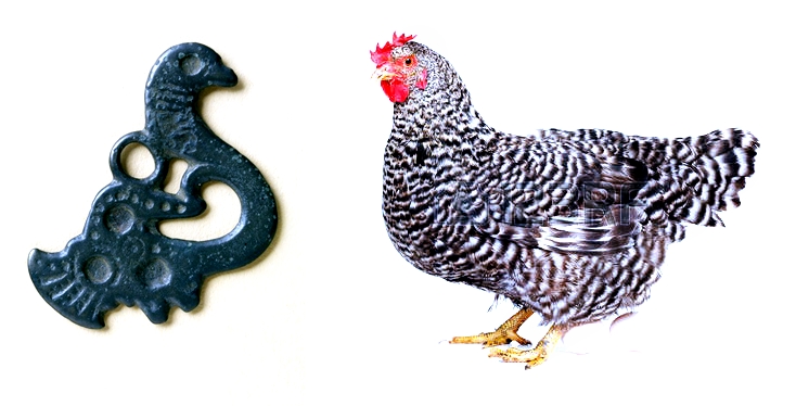 Pälkäneeltä löytynyt viikinkiaikainen linturiipus. Tämänmalliset linturiipukset kuvaavat Kurisoon mukaan kanoja.