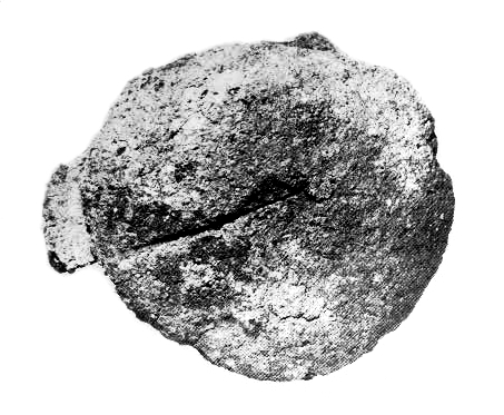 Hautaleipä Ahvenanmaan Långänsbackenin rautakautisesta kumpukalmistosta. Kuva: Kivikoski 1980, Plansch 2: 12 (muokattu).