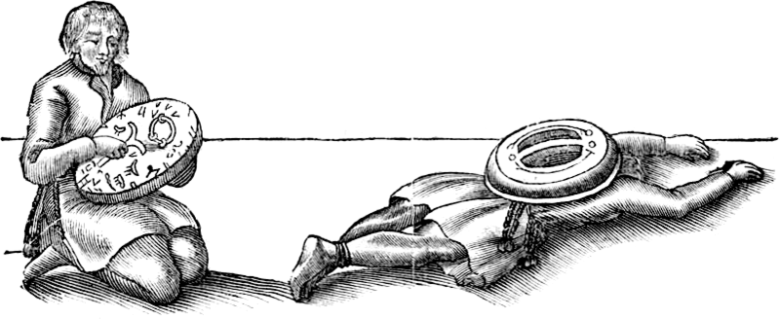 Saamelainen shamaani. Piirros vuodelta 1673.