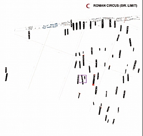 Islamilaisen Roman circus -kalmiston pohjapiirros. Kuva: Taboada 2015, fig. 3 (rajattu).