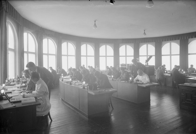 Anatomian laitoksen oppitunti menossa. Kuva: Pietinen, k. Anatomianlaitos, oppitunti. Museovirasto, Finna.fi, CC BY 4.0.