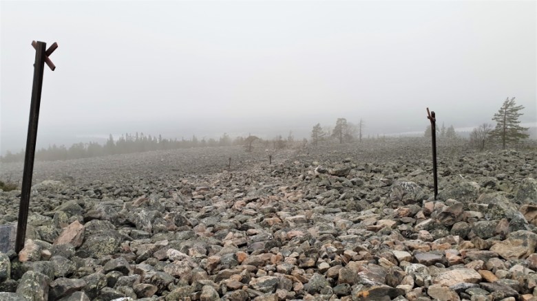 Muinaista rantakivikkoa Tervolan ja Rovaniemen alueilla sijaitsevalla Vammavaaralla