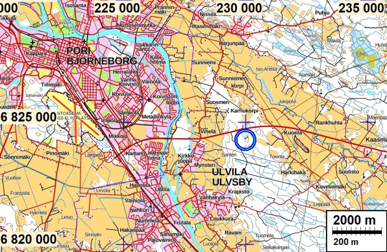 Ulvila Pirunkynsi kartta Mikroliitti